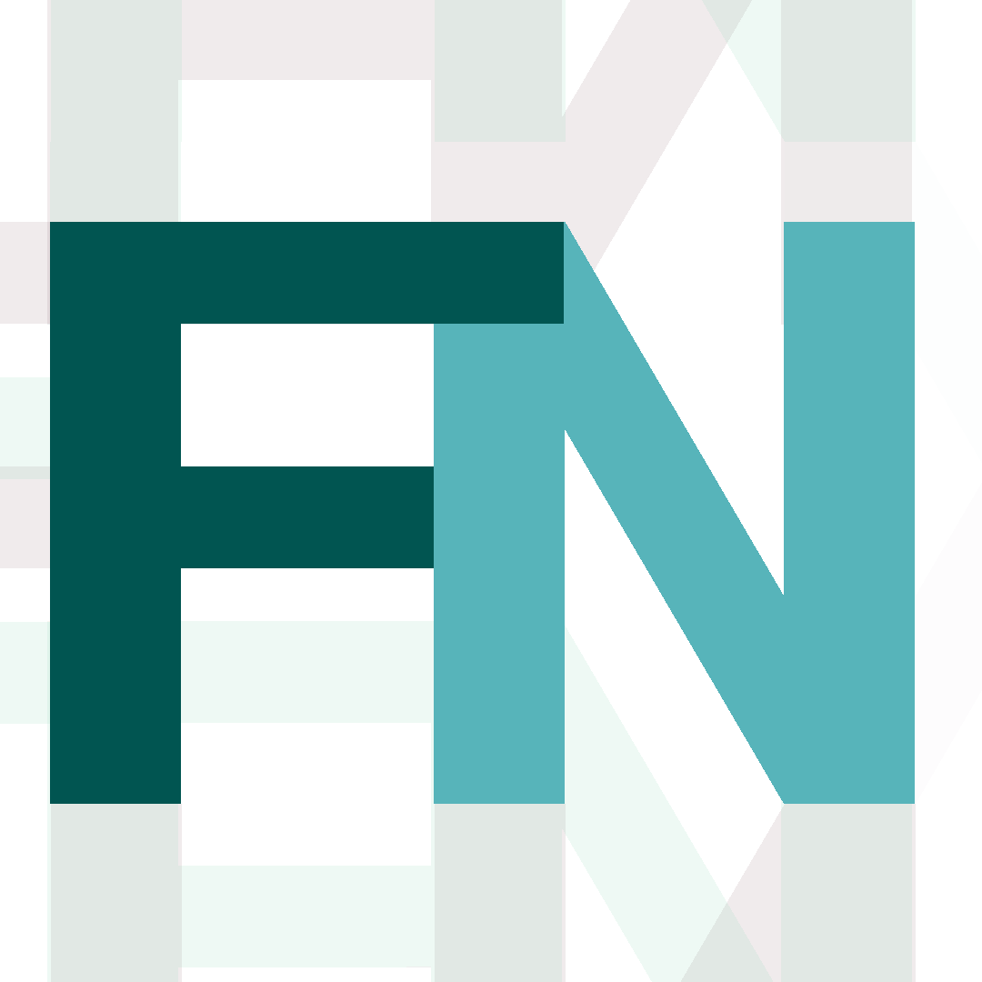 a capital F and a capital N on a white background